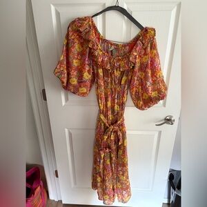 Spell Last Drinks Midi Dress in Sunset Floral size xsmall